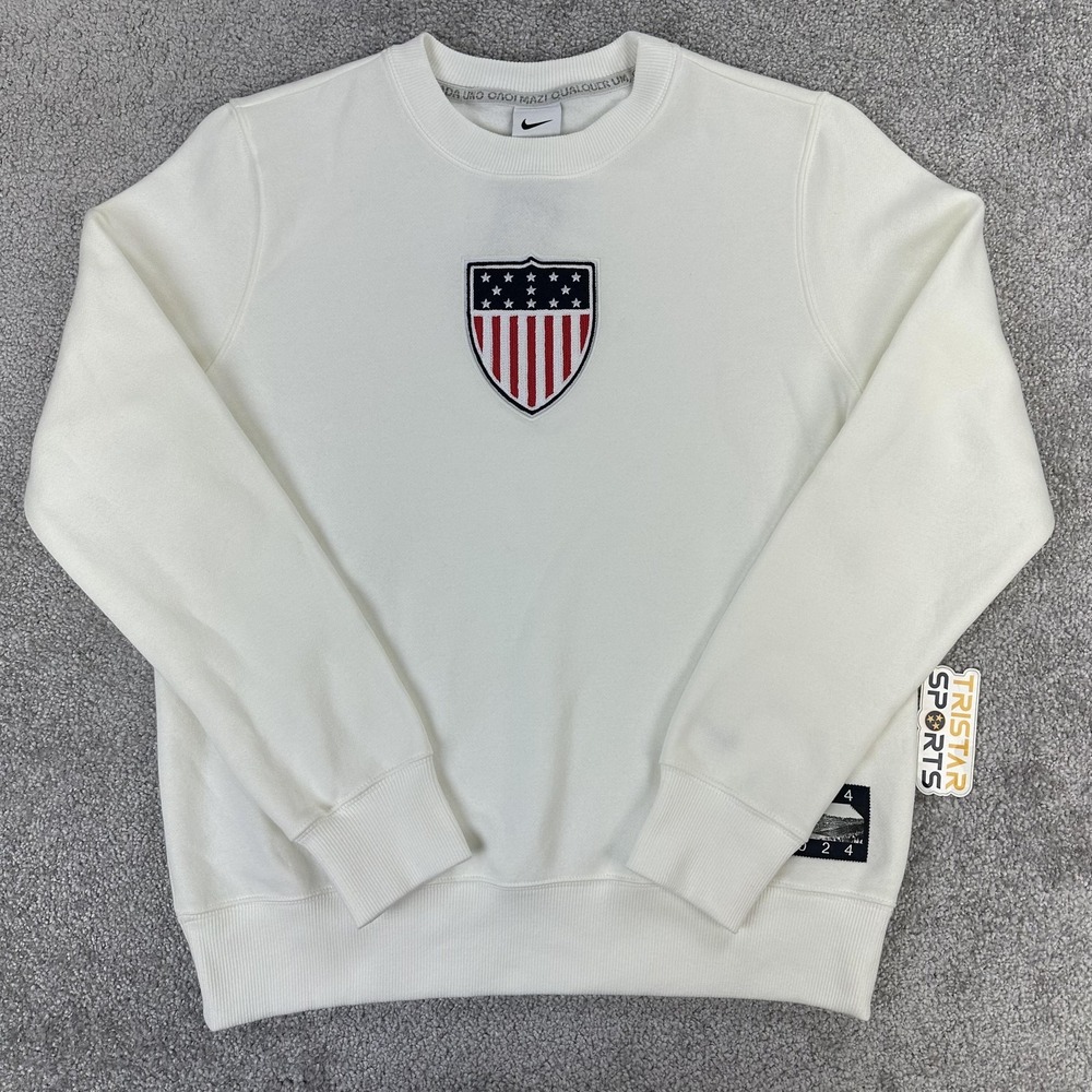 Team USA Sweatshirt Womens Medium White Olympics Crewneck Fleece Nike 1924 2024
